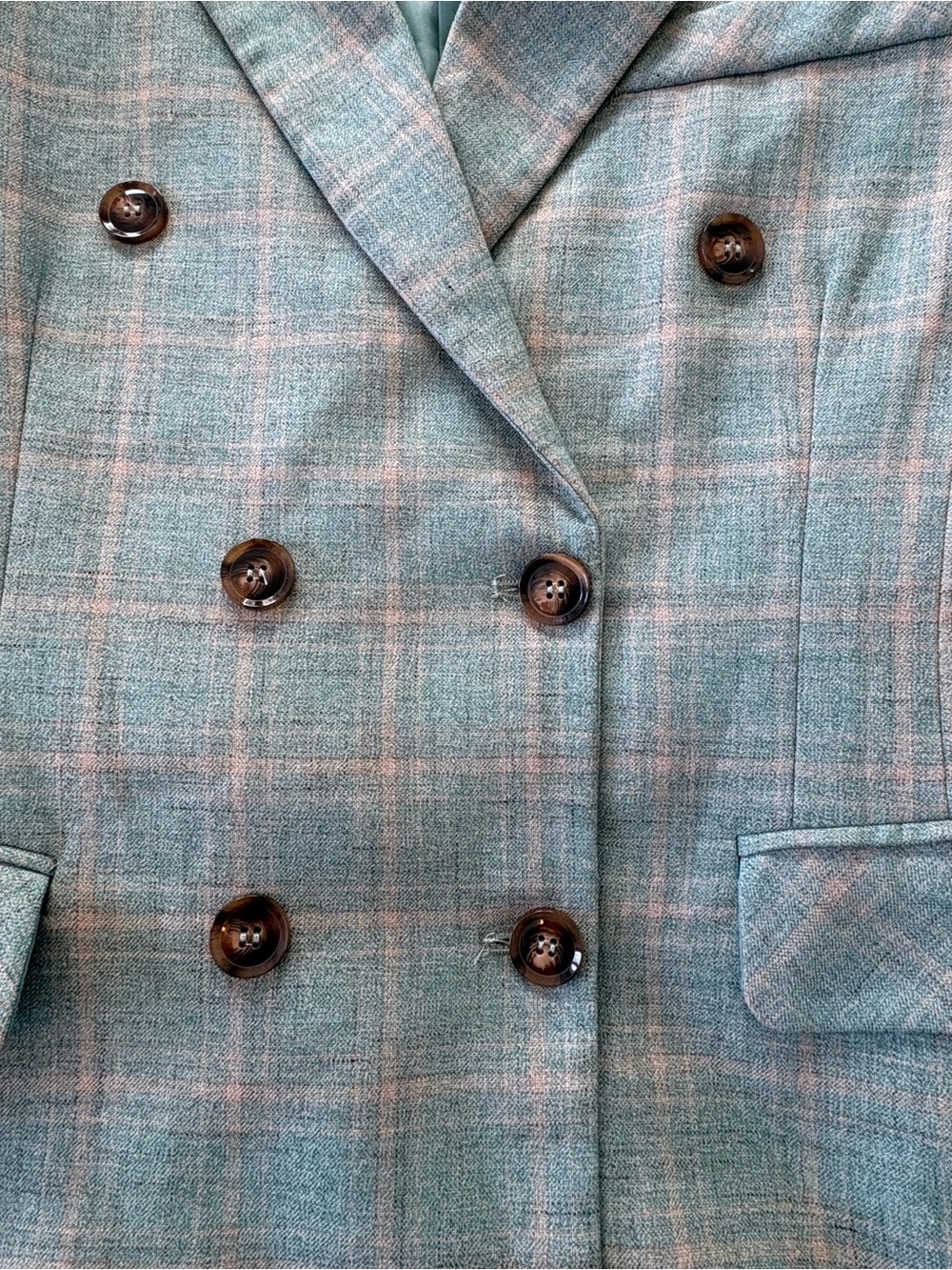 Susielady Vintage Best Mint Plaid Double-Breasted Pantsuit and Jacket - Picture 13 of 14